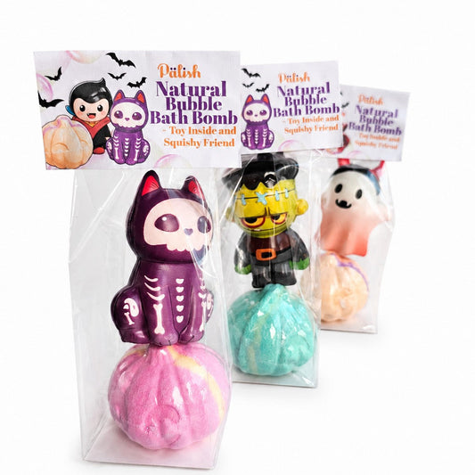 Natural Halloween Bath Bomb Set with Squishy Friend