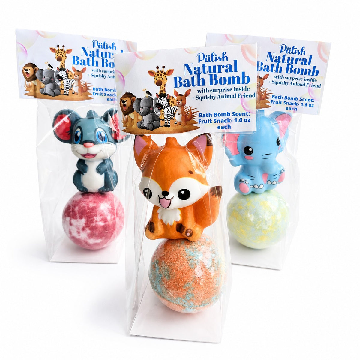 Natural Bath Bomb with Surprise Inside and Squishy Friend