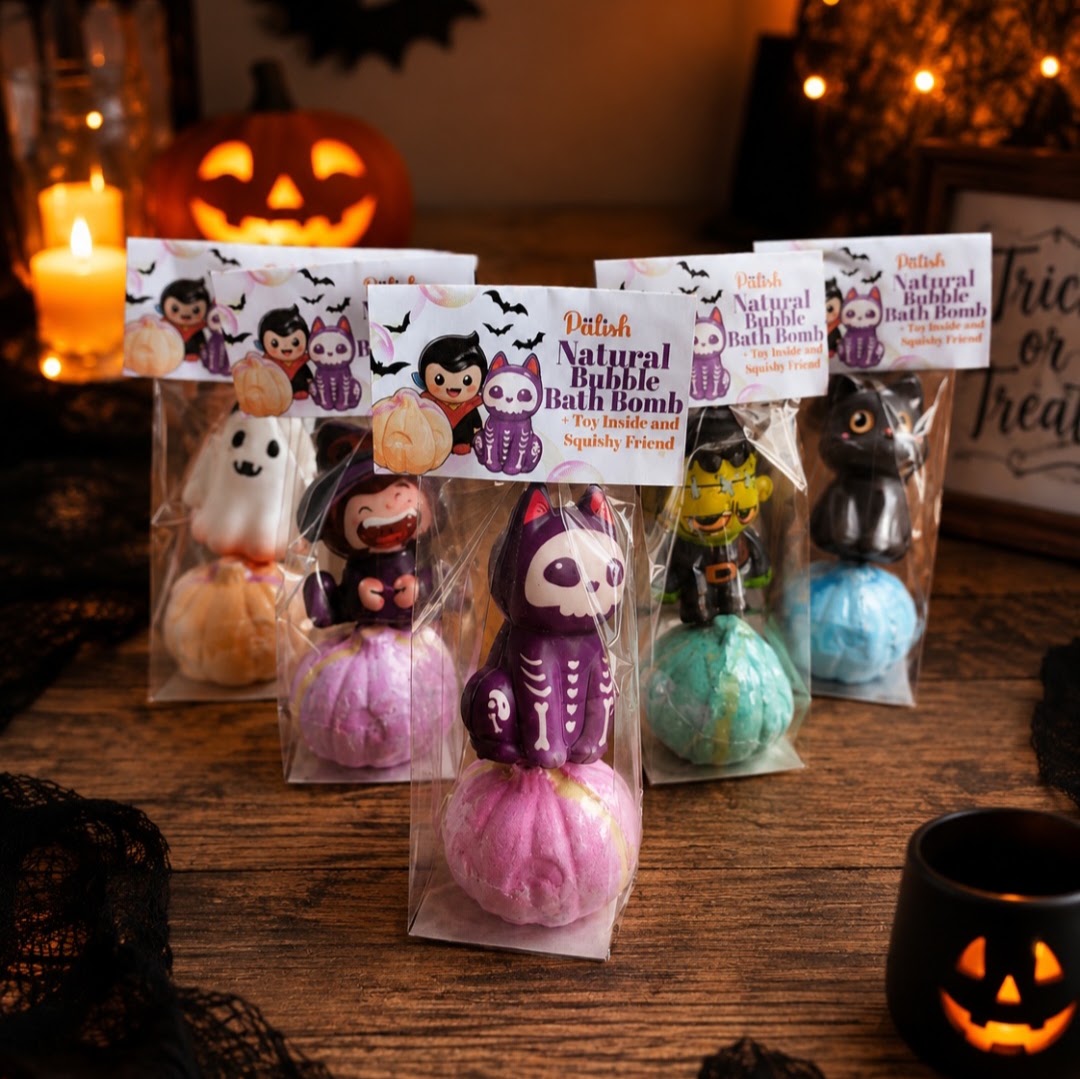 Natural Halloween Bath Bomb Set with Squishy Friend