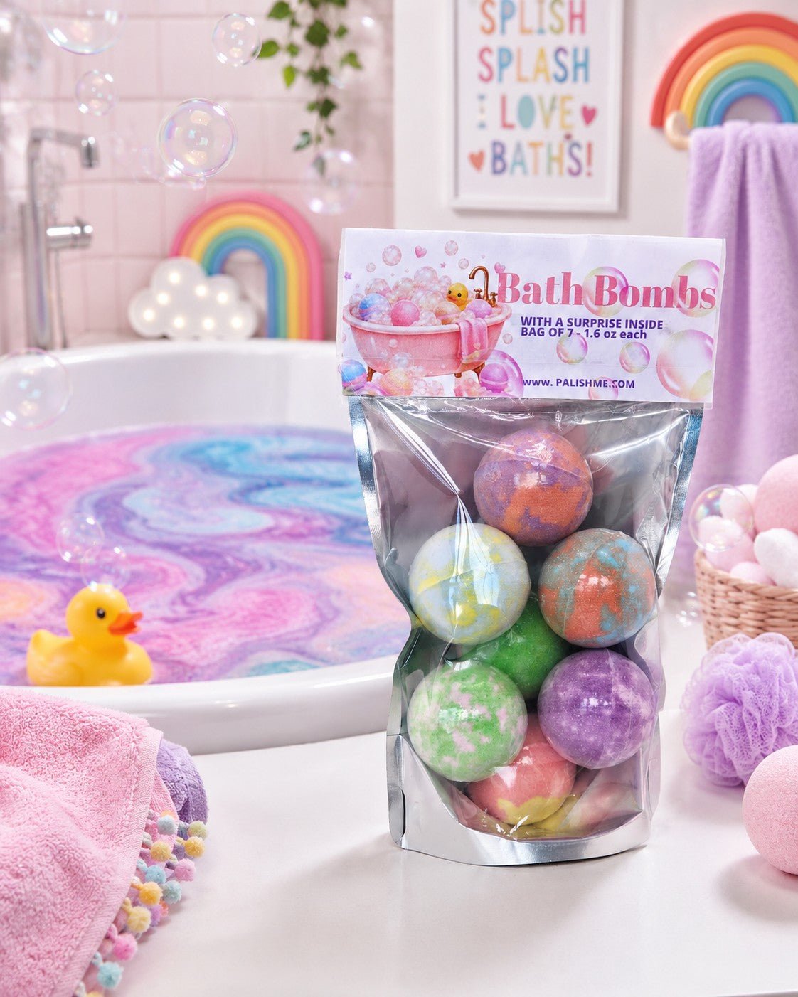 Kids Bath Bombs with Surprise Toys – 7 Pack