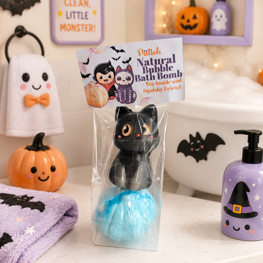 Natural Halloween Bath Bomb Set with Squishy Friend
