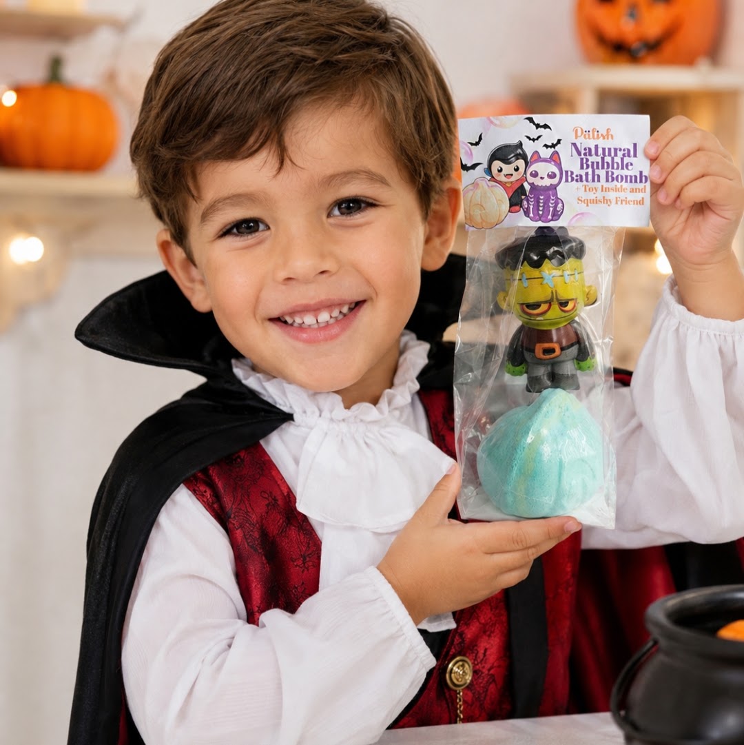 Natural Halloween Bath Bomb Set with Squishy Friend